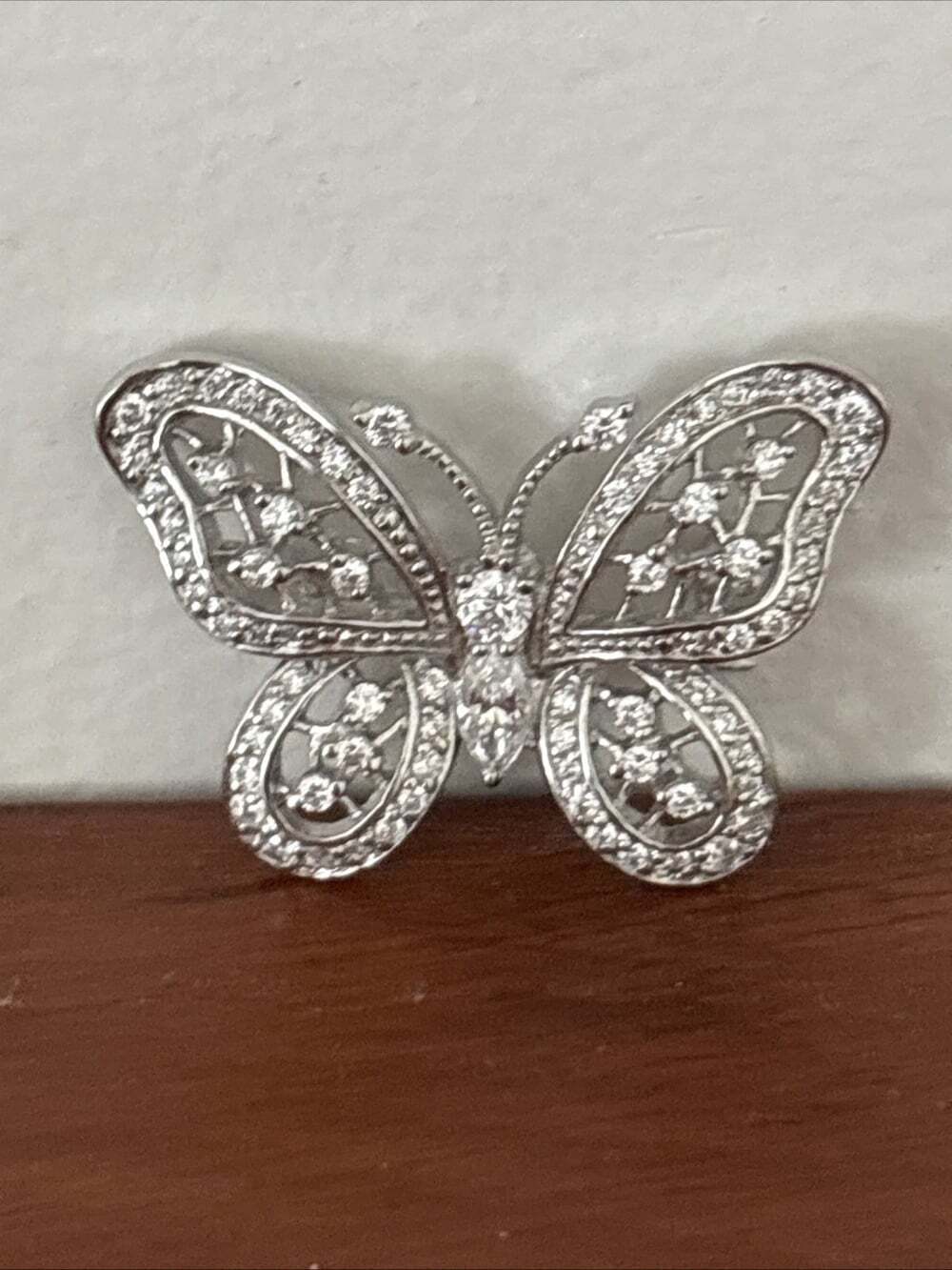 Sterling Silver 925 Butterfly Pin Brooch CZ Cubic Zirconia "JCM"